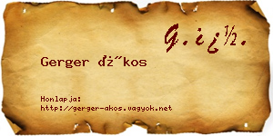 Gerger Ákos névjegykártya